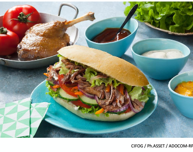 Un petit pain kebab au confit de canard