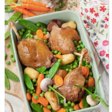 Le confit croustillant aux petits légumes-fraîcheur